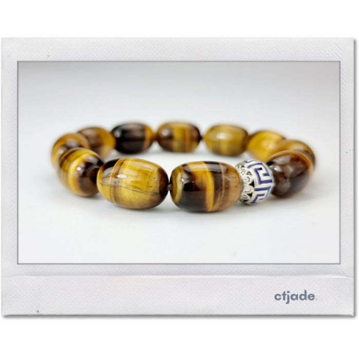 2006046 Trang sức đá phong thủy hộ mệnh vòng tay đá Mắt Hổ Tiger Eye CTjade Phiên Bản Đẹp